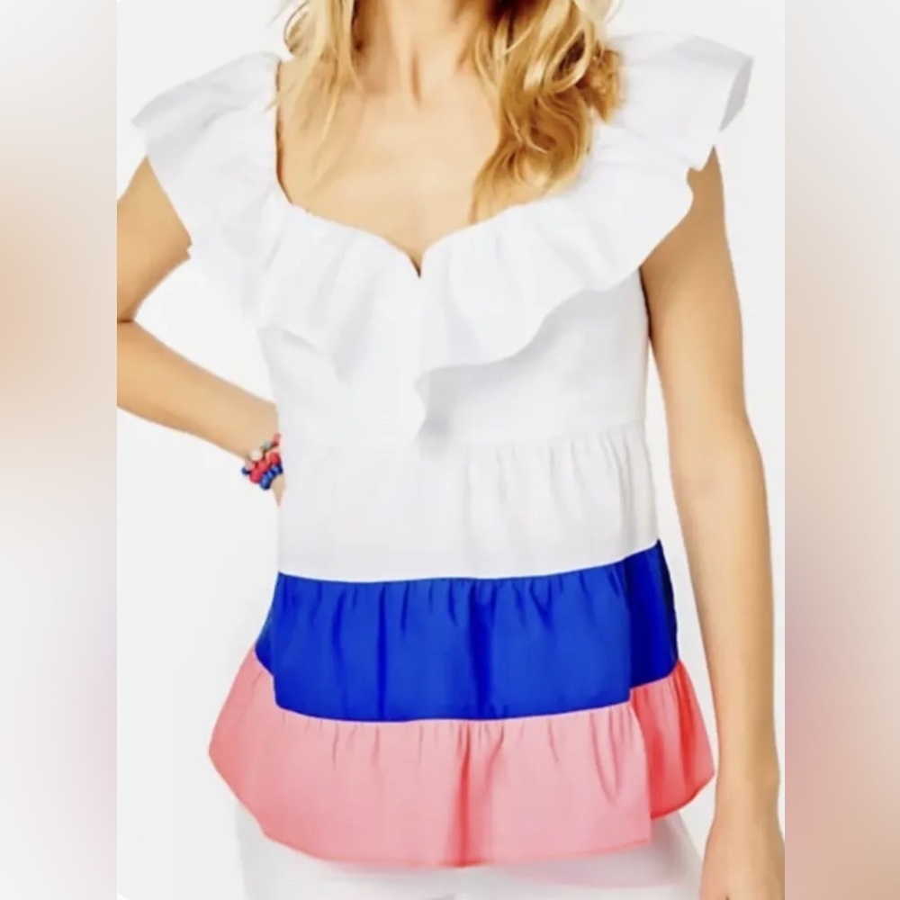 Lilly Pulitzer Emie Ruffle top size 6 NWT